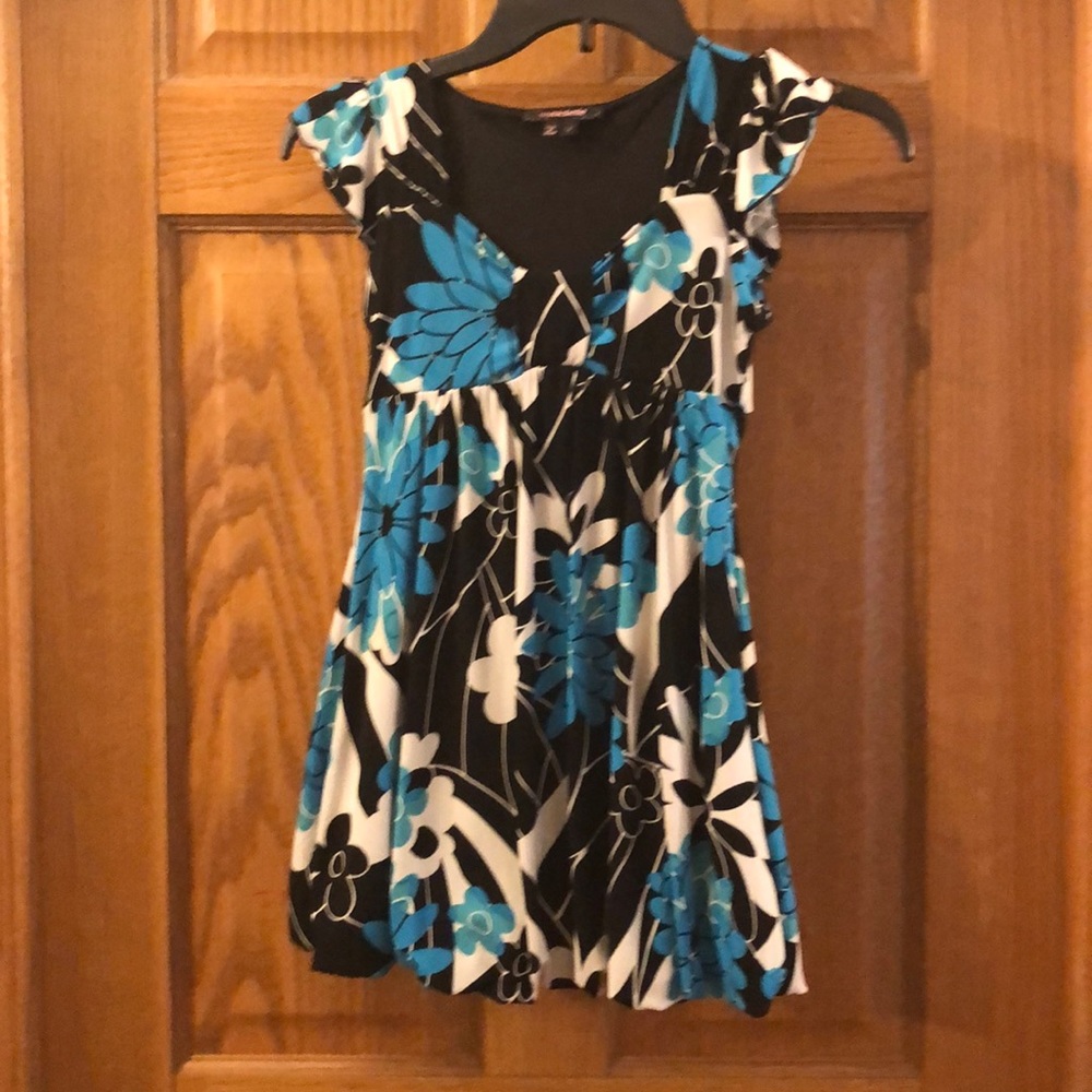 Black and teal floral dress